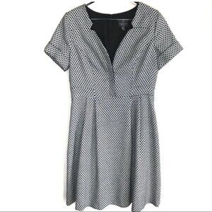 Adrianna Papell Black and White Dot Fit-and-Flare Dress